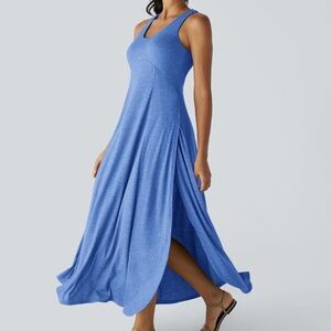 U-Neck Backless Split Flowy Maxi from HALARA